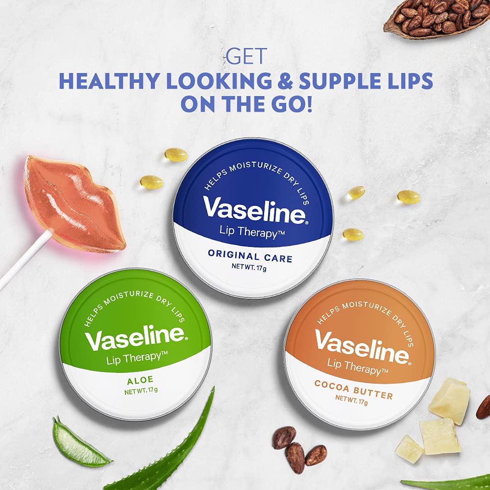 Vaseline Lip Tins Aloe|| 17g | Infused with Aloe Extracts for Lip Hydration & Natural Shine