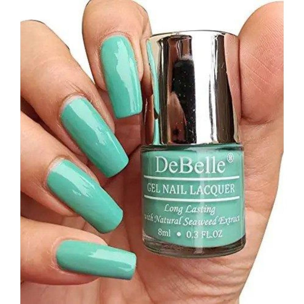 Debelle Gel Nail Polish French Hydrangea (Midtone Green Nail Paint)|Non Uv - Gel Glossy Finish |Chip Resistant | Seaweed Enriched Formula| Long Lasting|Cruelty And Toxic Free| 8Ml