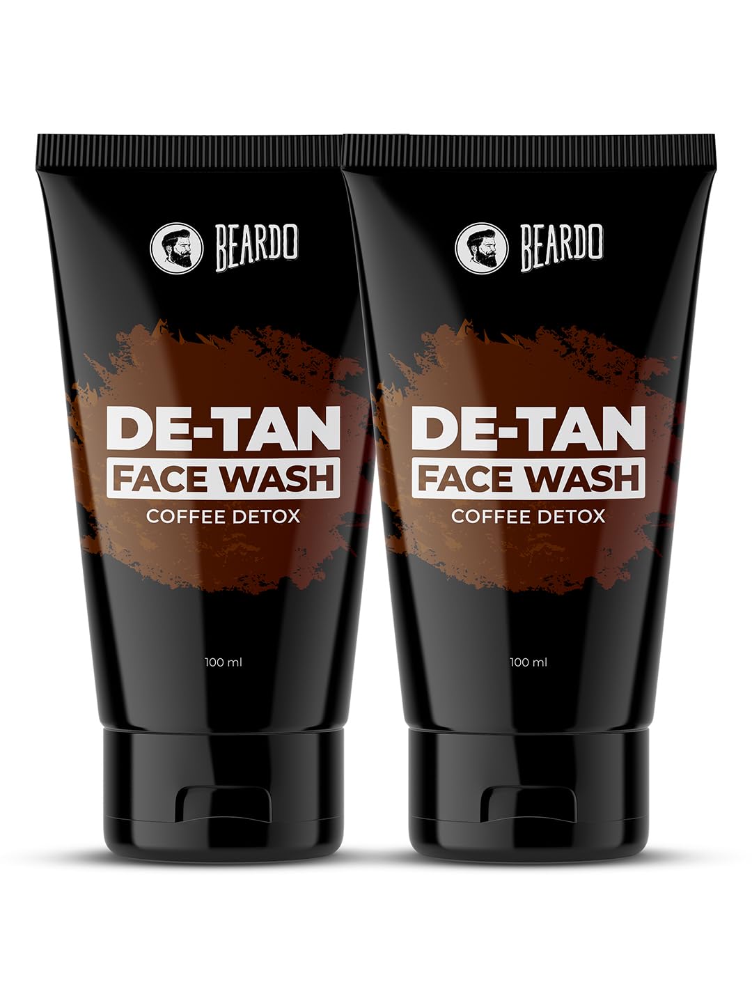 BEARDO De-Tan Face wash for Men, 100ml (Pack of 2) | Reduces Tan for glowing complexion | Coffee Facewash | Dark Spot Reduction | Tan removal face wash men