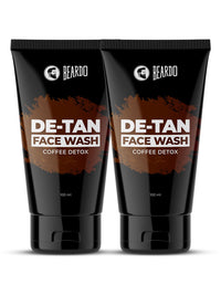 BEARDO De-Tan Face wash for Men, 100ml (Pack of 2) | Reduces Tan for glowing complexion | Coffee Facewash | Dark Spot Reduction | Tan removal face wash men