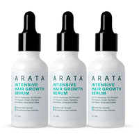 Arata Intensive Hair Growth Serum for Men & Women | 3% Redensyl, 3% Procapil & 5% Kopexil | Onion, Turmeric & Rice Water | Controls Hair Fall, Boosts Hair Growth & Strengthens Hair | Pack of 3 (90ml)