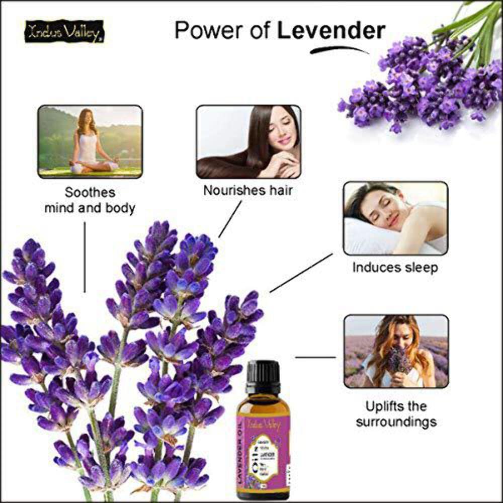 Indus Valley 100% Pure Natural & Organic, Undiluted Lavender Essential Oil with Dropper for Skin, Hair Care -15ml