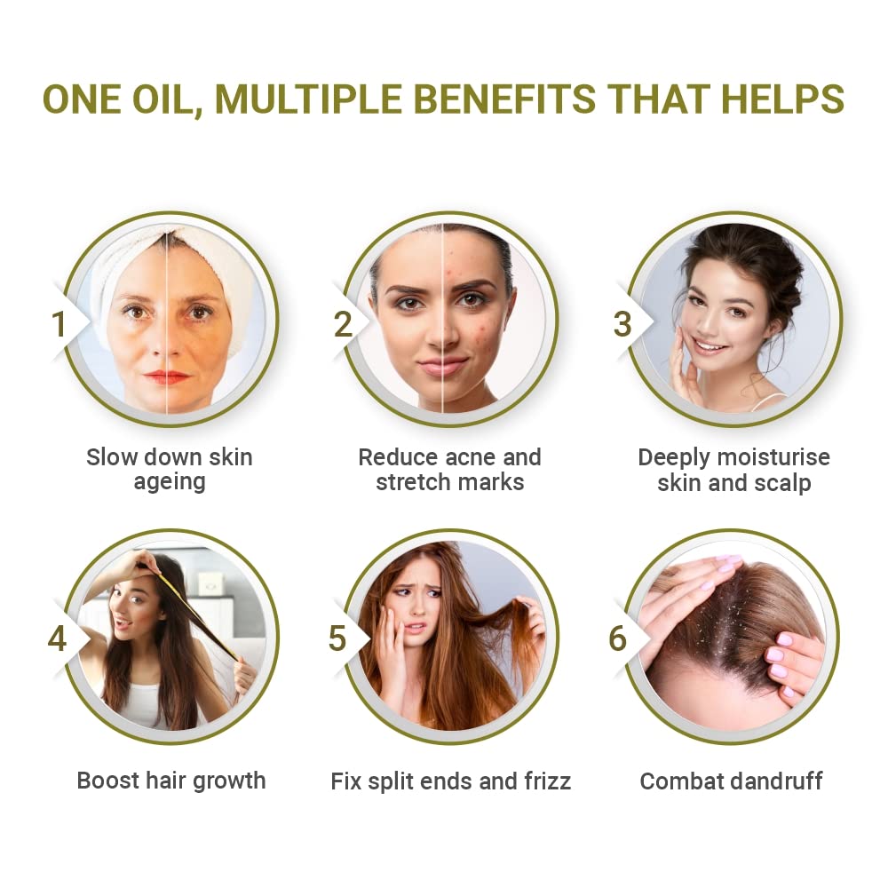 INDUS VALLEY 100% Organic Olive Oil Massage Oil & Growout Hair Oil (100ml+100ml= 200ml)