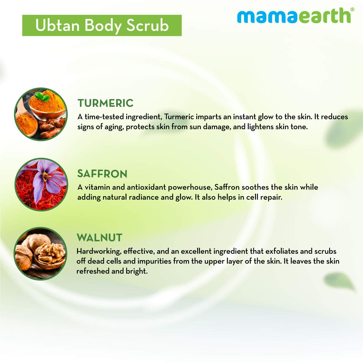 Mamaearth Ubtan Body Scrub for Men & Women 200g | With Turmeric, Saffron & Walnut Beads - Removes Sun Tan, Skin Brightening