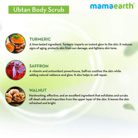 Mamaearth Ubtan Body Scrub for Men & Women 200g | With Turmeric, Saffron & Walnut Beads - Removes Sun Tan, Skin Brightening