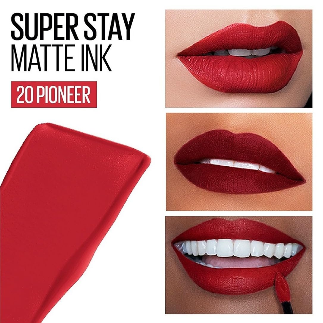 Maybelline New York Liquid Matte Lipstick, Long Lasting, 16hr Wear, Superstay Matte Ink, 20 Pioneer, 5ml & High Shine Gloss, Lasts for 16 HRs, SuperStay Vinyl Ink, Witty