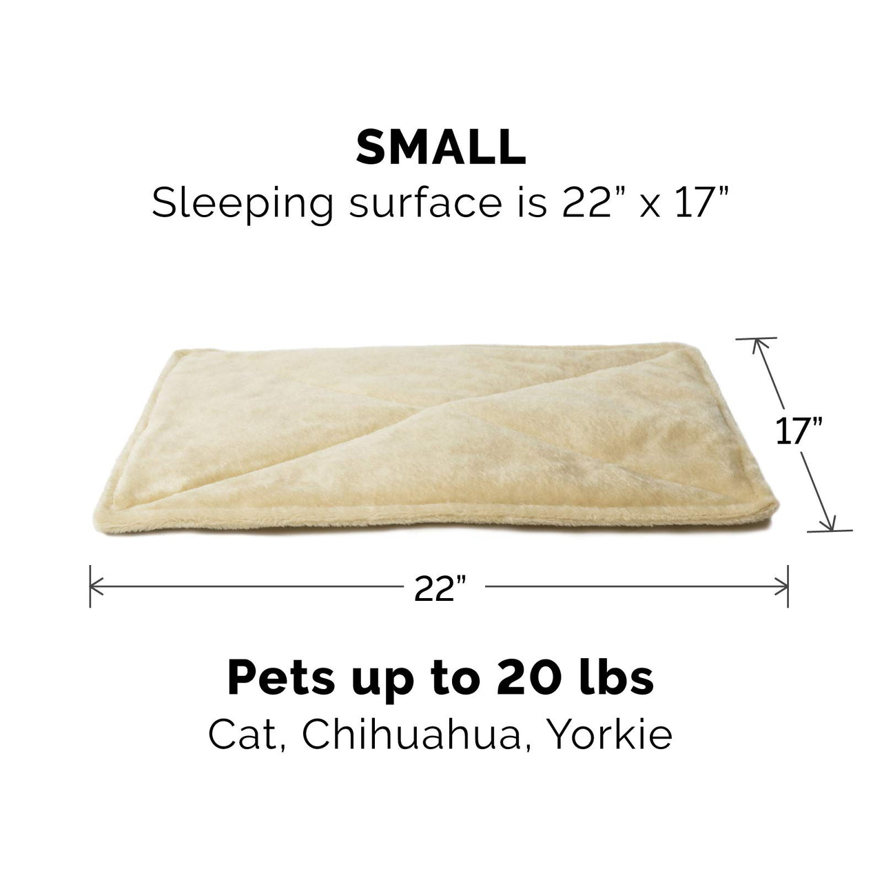 Furhaven ThermaNAP Self-Warming Cat Bed for Indoor Cats & Small Dogs, Washable & Reflects Body Heat - Quilted Faux Fur Reflective Bed Mat - Cream, Small