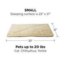 Furhaven ThermaNAP Self-Warming Cat Bed for Indoor Cats & Small Dogs, Washable & Reflects Body Heat - Quilted Faux Fur Reflective Bed Mat - Cream, Small