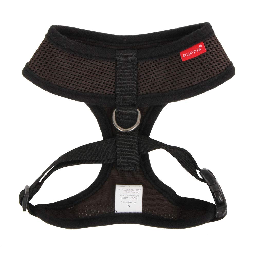 Puppia Soft Dog Harness No Choke Over-The-Head Triple Layered Breathable Mesh Adjustable Chest Belt and Quick-Release Buckle, Brown, X-Small