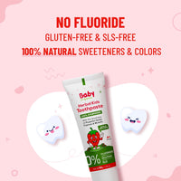 BabyOrgano® Herbal Toothpaste for kids l 100% Ayurvedic l Non Gel Formula l goodness of Babool and Mulethi l Strawberry Flavour l Fluoride & SLS Free l FDCA Approved - 50gm (Pack of 2)