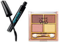 Lakmé Eyeconic Lash Curling Mascara, Black, 9Ml And Lakmé 9 To 5 Eye Color Quartet Eye Shadow, Desert Rose, 7G
