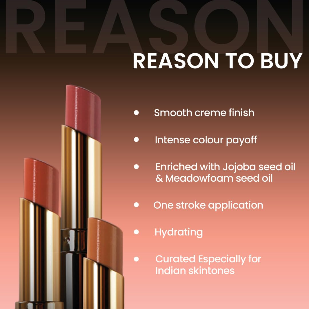 Charmacy Milano Flattering Nude Lipstick (Lets Cuddle 04) - 3.6 g, Moisturizing Lips, Highly Pigmented, Light Weight, Smooth Application, Non-Toxic, Vegan, Cruelty Free