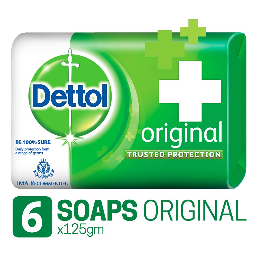 Dettol Antiseptic Disinfectant Liquid, 550ml (Pack of 2) & Dettol Bathing Soap Original, 125gm, Pack of 6