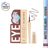 Glamveda Super Matte Liquid Eyeliner – Brown, Smudge-Proof, Waterproof, Quick Drying | 24-Hour Long Stay | Smooth Application | Bold, Clean, Smudge-Free Look