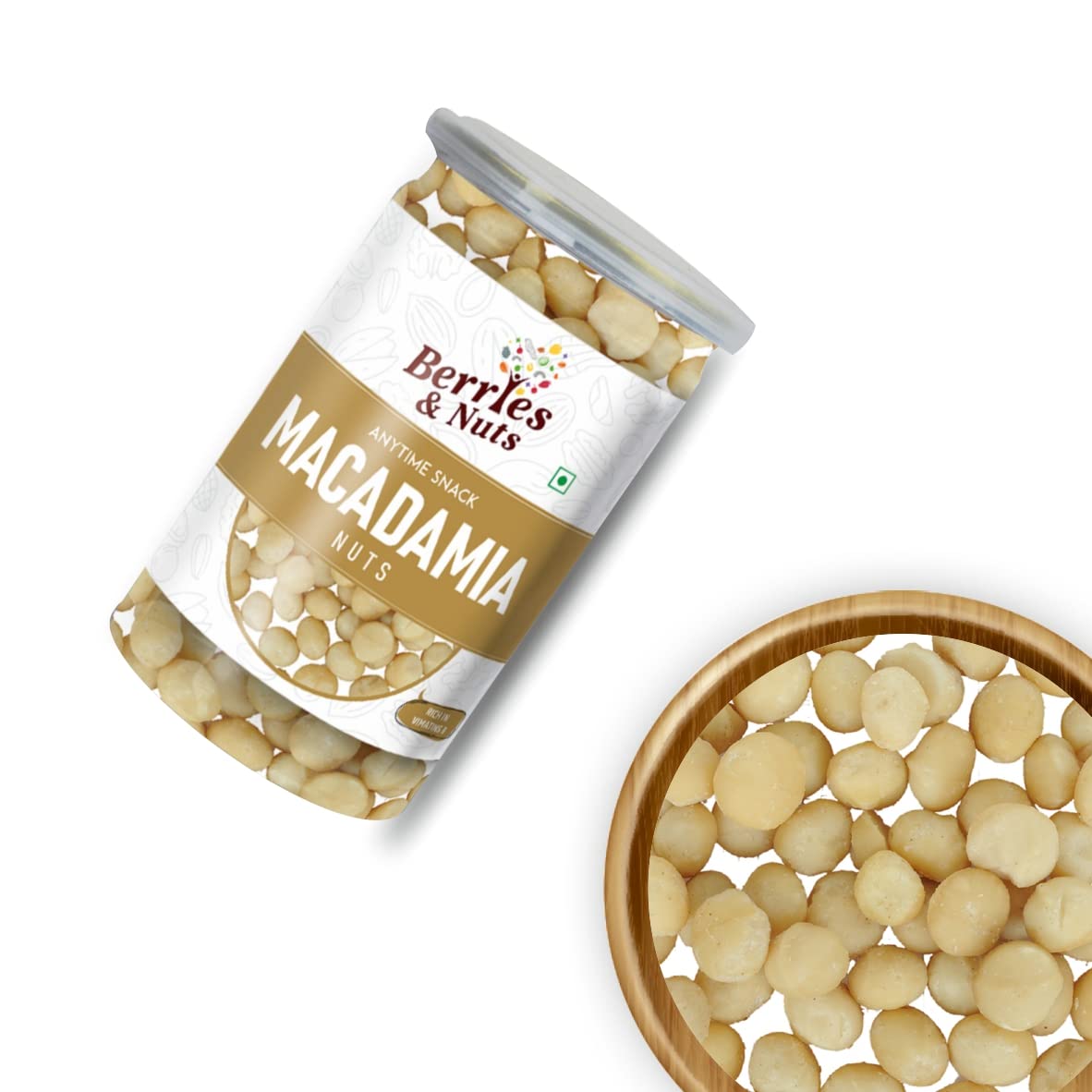 Berries And Nuts Premium Jumbo Macadamia Nut Kernels | 170 Grams | 1 Bottle of 170 Grams