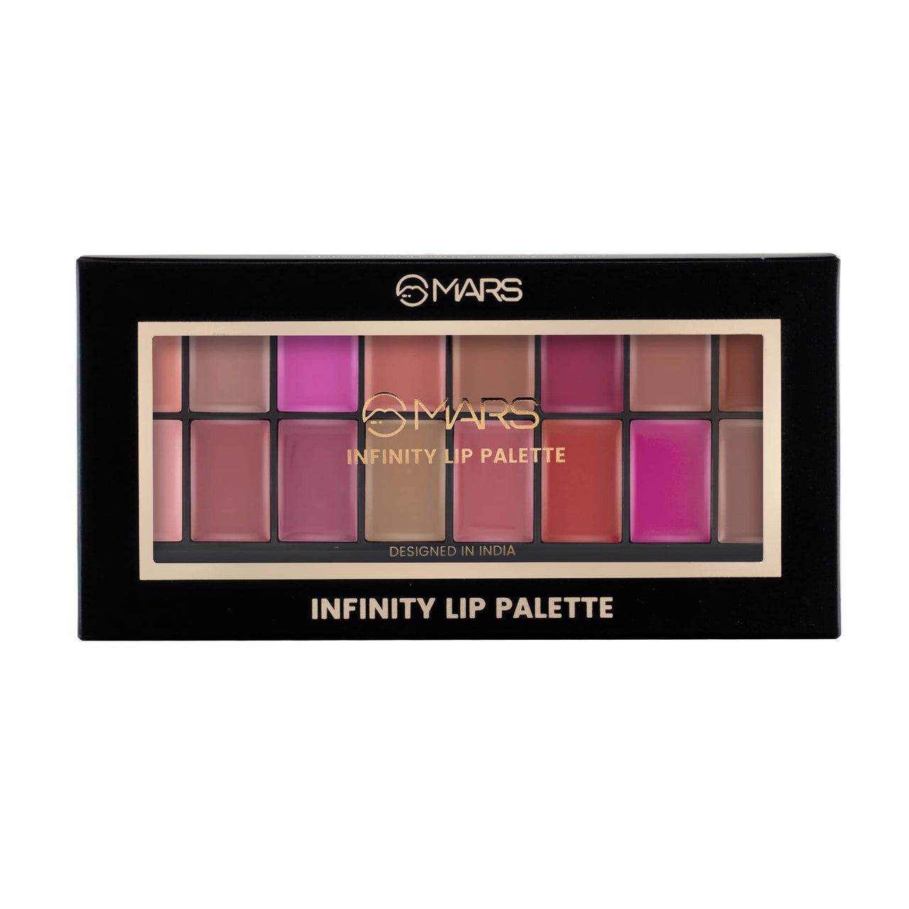 MARS Infinity Lip Palette | Demi Matte | 16 Colors to Infinte Lipstick Colors | Free Spatula cum Applicator (36.0 gm) (03-Multicolor)