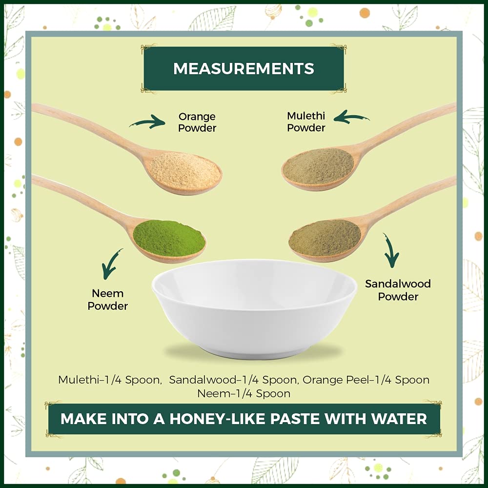 INDUS VALLEY Antibacterial Face Pack (Neem & Mulethi Powder,Orange Powder,Sandalwood) Beauty Gift Set -120g, Each 30gm
