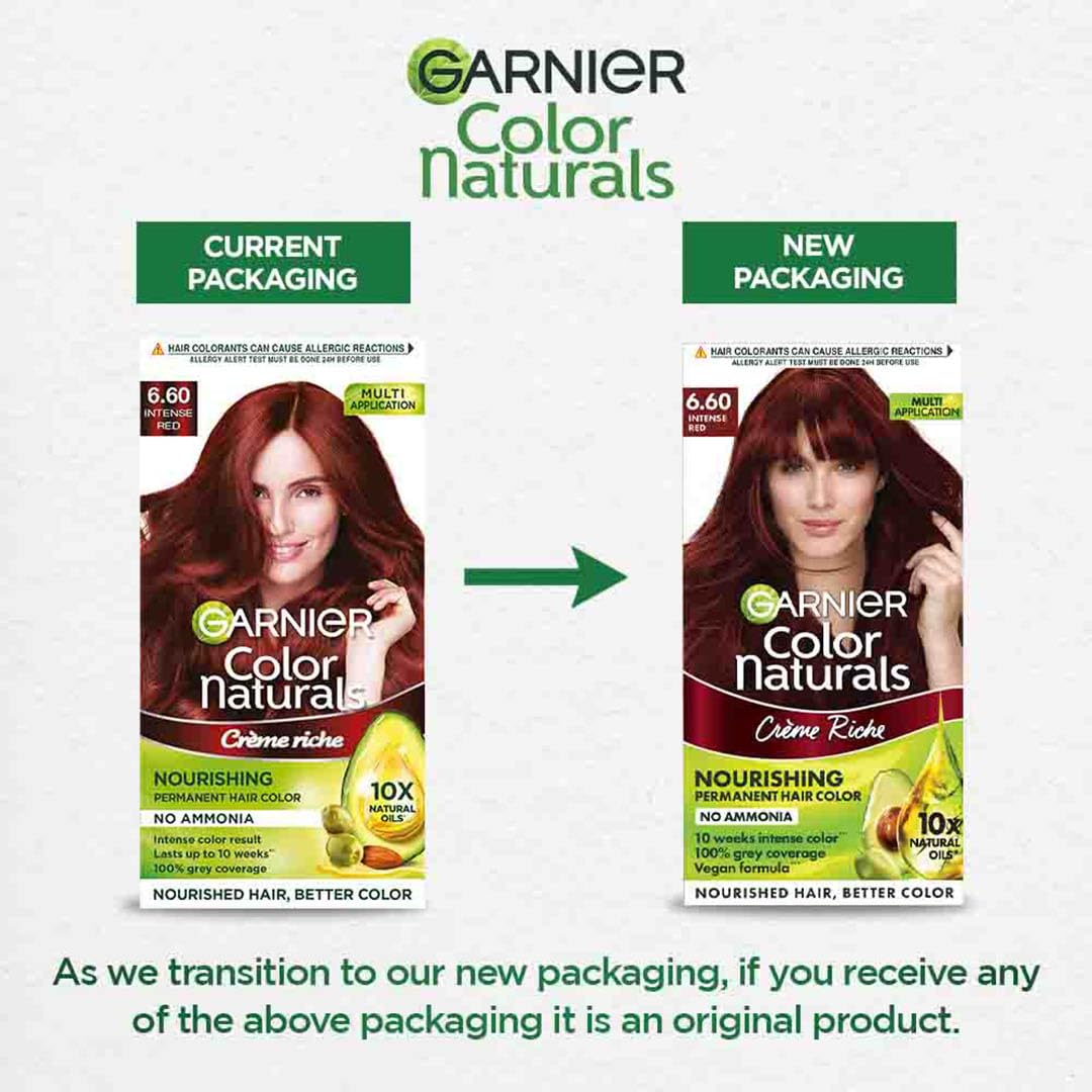 Garnier Color Naturals Crème hair color, Shade 6.60 Intense Red, 70ml + 60g