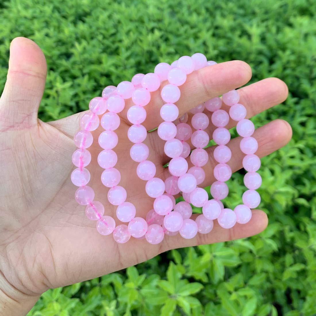 Adabele Natural Gemstone Bracelet 7.5 inch Stretchy Chakra Gems Stones 8mm (0.31") Beads Healing Crystal Quartz Women Men Girls Gifts (Unisex) Rose Quartz 8.0 Inches