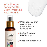 Vedix Customized Ayurvedic Toner | Saday Gentle Glow Hydrating Face Toner With Rose And Niacinamide | For Normal Skin | For Pore Tightening and Moisturizing |100ml