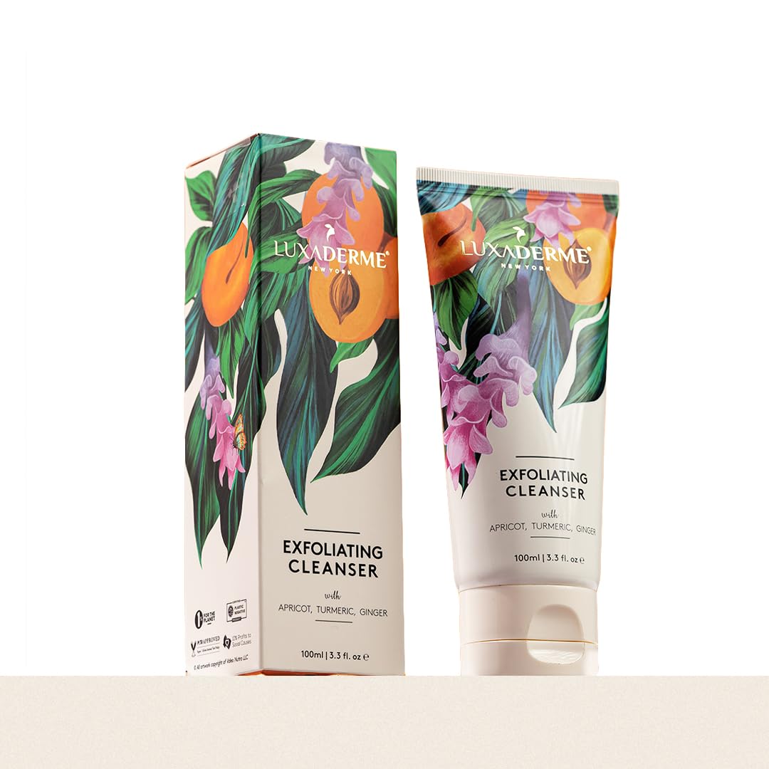 LuxaDerme Korean Exfoliating Face Wash | Deep Cleansing & Oil Control | Removes Excess Oil, Dirt & Makeup | Enriched with Apricot, Turmeric & Ginger | Face Cleanser for Glowing Skin,100ml(Pack of 1)