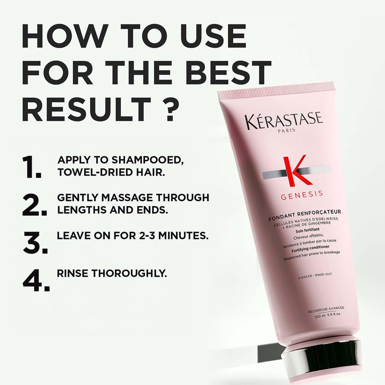 Kérastase Genesis Hair Fall Conditioner 200ml | Anti-Hair Fall Conditioner Suitable for All Hair Types | Infused with Ginger Root and Edelweiss Native Cells