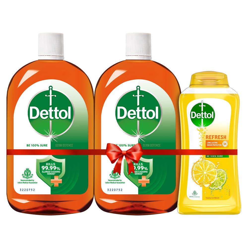 Dettol Antiseptic Disinfectant Liquid, 550ml (Pack of 2) & Dettol Body Wash and Shower Gel, Refresh - 250ml