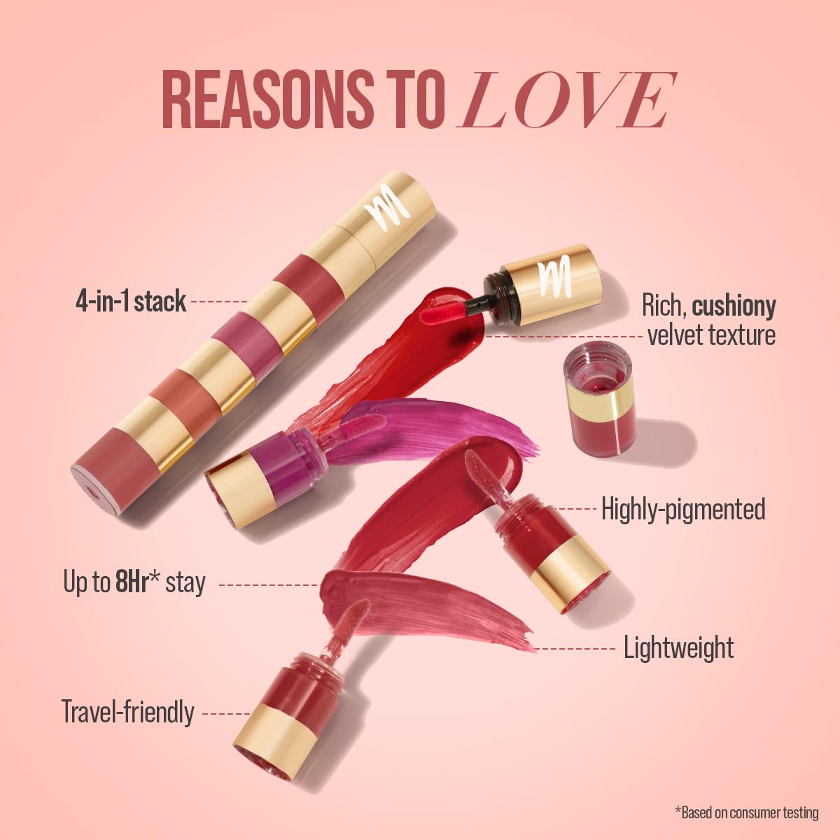 MyGlamm Super 4 Liquid Lipstick Stack - Nude Mood (Rose + Mauve + Brown + Pink) | Lipstick Combo Of 4 | Non Transfer, Smudge Proof 4 in 1 Velvet Matte Lipstick (4.8ml)