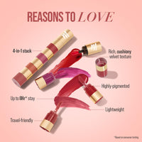 MyGlamm Super 4 Liquid Lipstick Stack - True Bolds (Red + Plum + Vermillion + Pink) | Lipstick Combo Of 4 | Non Transfer, Smudge Proof 4 in 1 Velvet Matte Lipstick (4.8ml)