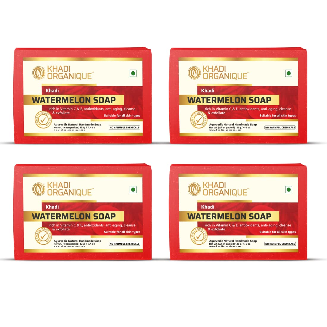 Khadi Organique Natural Herbal Watermelon Soap Pack of 4