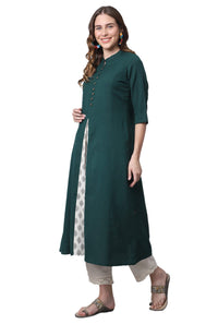 Pistaa's  Women Cotton Printed Cut Regular Kurta
