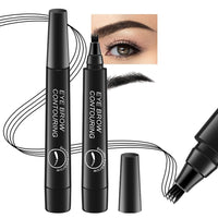 ZEYFLEEB 4 Point Eyebrow Pencil Black,Waterproof Microblading Eyebrow Pencil with a Micro-Fork Tip Applicator Creates || Black Fine Sketch Liquid Eye Brow Tattoo Tint Pen
