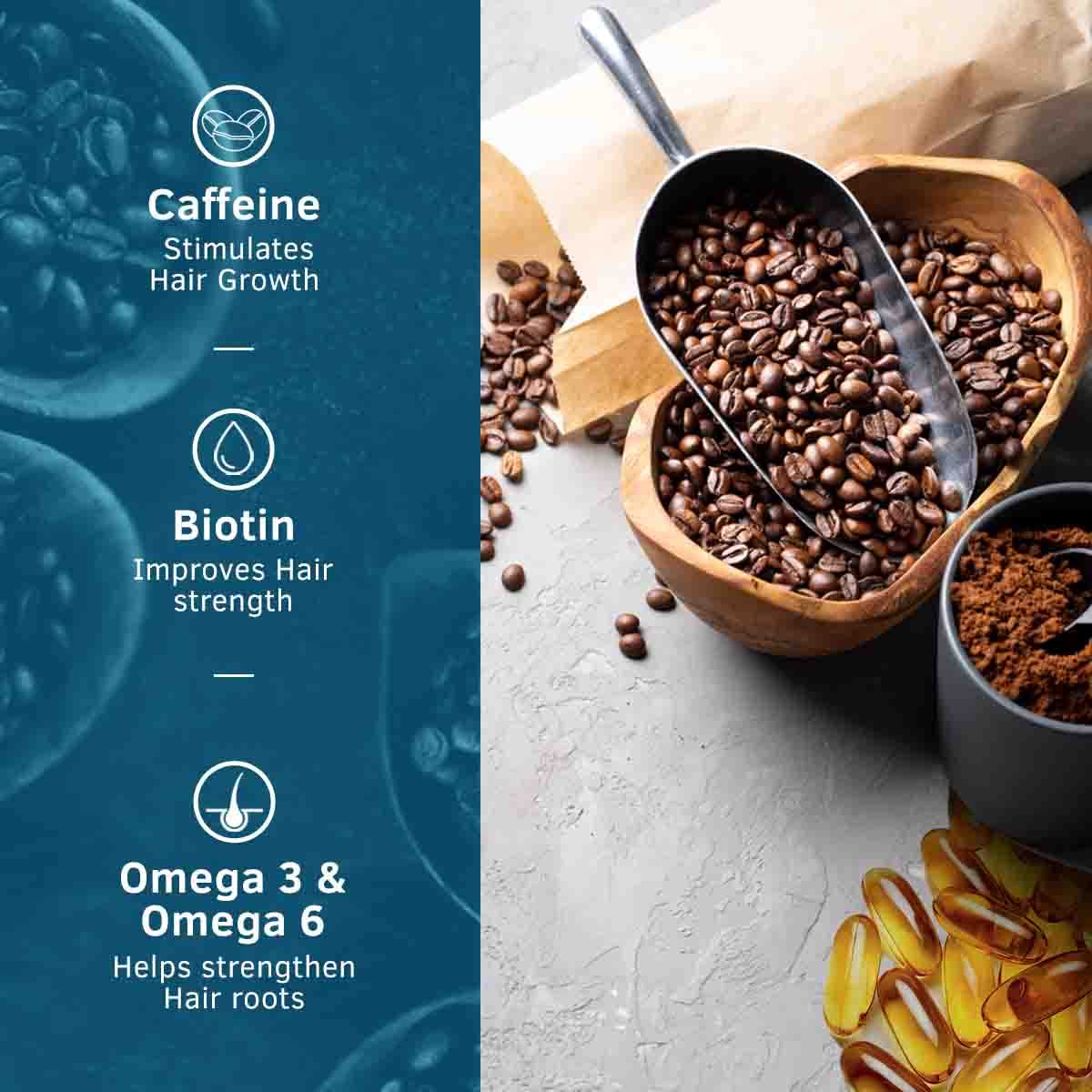 Ustraa Hair Vitalizer Shampoo - 250ml - With Biotin, Omega 3 & Omega 6 | Daily Use Hair Conditioner - 100gm - No SLS, No Paraben | & Beard Growth Oil Advanced - 60ml - With Redensyl and DHT Booster