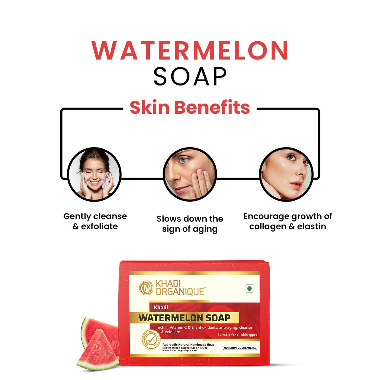 Khadi Organique Natural Herbal Watermelon Soap Pack of 4