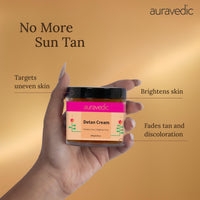 Auravedic Detan Cream For Glowing Skin Tan Removal Dark Spots Pigmentation De Tan Cream For Men Women With Turmeric Licorice Papaya 100gm