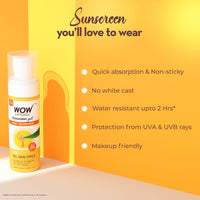WOW Skin Science Sunscreen Gel For All Skin Types | SPF 55 PA++++ | With Glutathione & Aloe Vera Extract | Lightweight | Quick Absorbing | No White Cast | UVA & UVB Protection | 100 ml