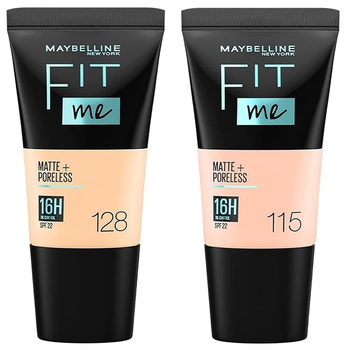 Maybelline New York Fit Me Matte+Poreless Liquid Foundation Medium Coverage For Oily Skin Tube,115 Ivory,18Ml & 128 Warm Nude,18Ml,Pack Of 1