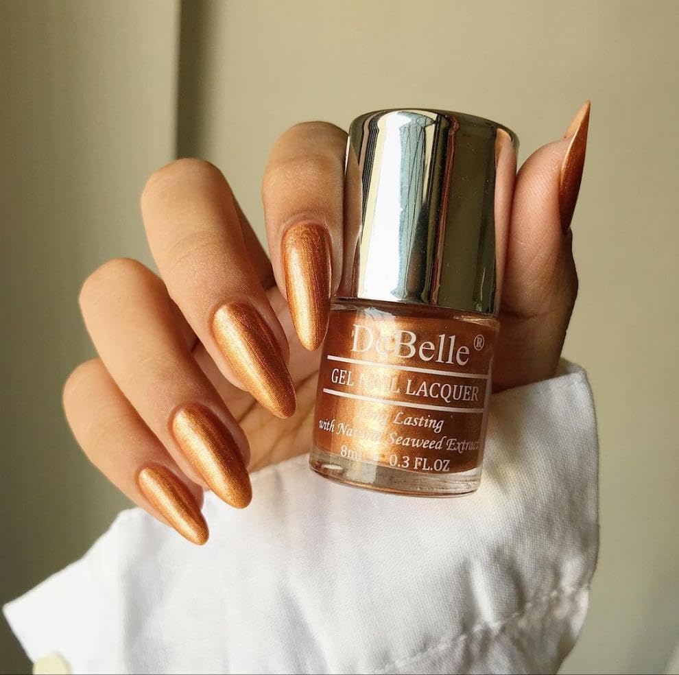 DeBelle Gel Nail Polish Rustique Copper (Rose Gold Copper), 8 ml - Enriched with natural Seaweed Extract, cruelty Free, Toxic Free Glossy Finish