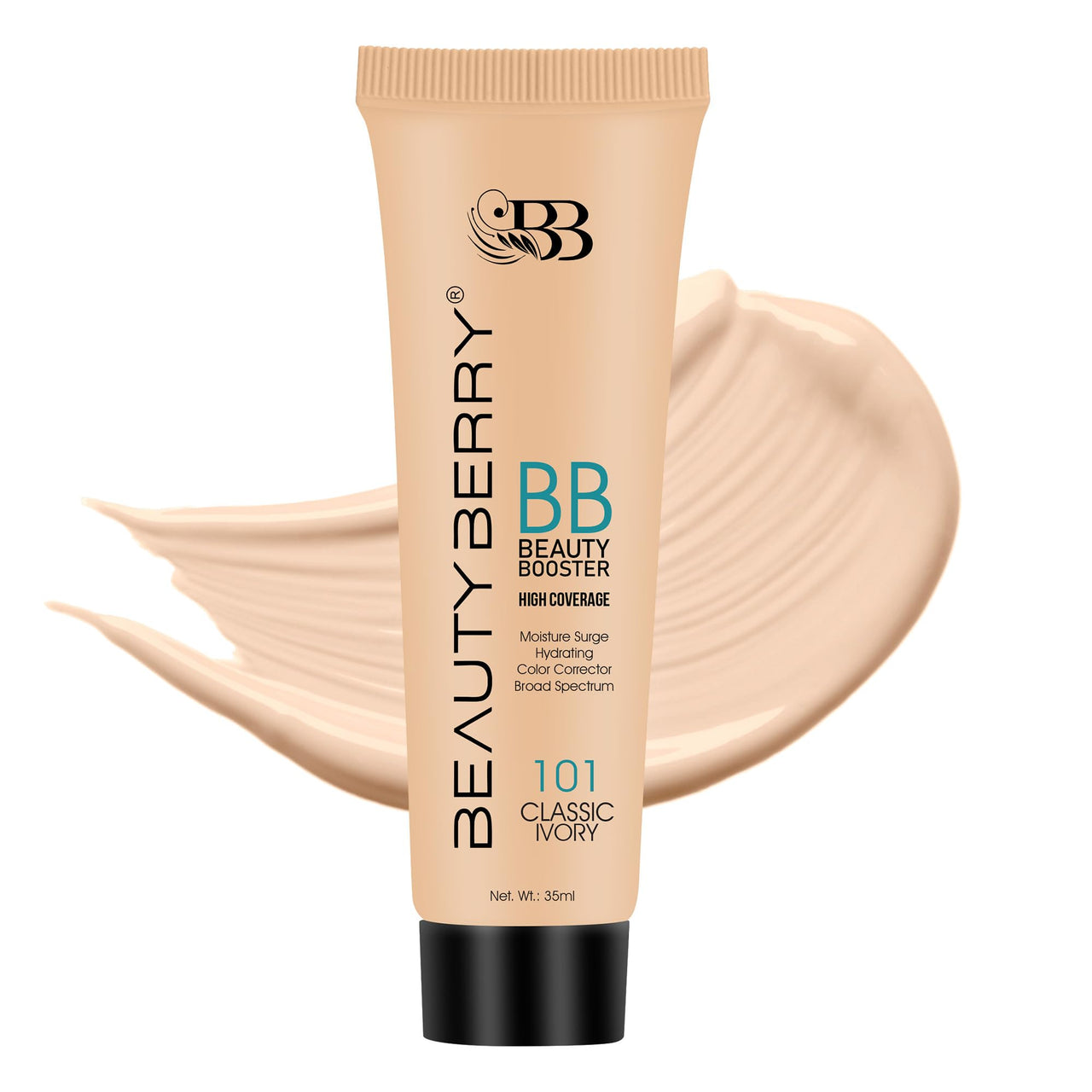Beauty Berry Beauty Booster High Coverage Foundation | Lightweight Natural Finish | Easily Blendable | Long Lasting Liquid Foundation for Women (Classic Ivory, 35ml)
