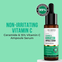 Dr. Sheth's Non-Irritating Ceramide & 15% Vitamin C Ampoule Serum| Reduces Dullness & Dark Spots| Brightens & Repairs Skin Barrier |For Advance Users| 99% Pure Grade Vitamin C |All Skin Types |30 ml
