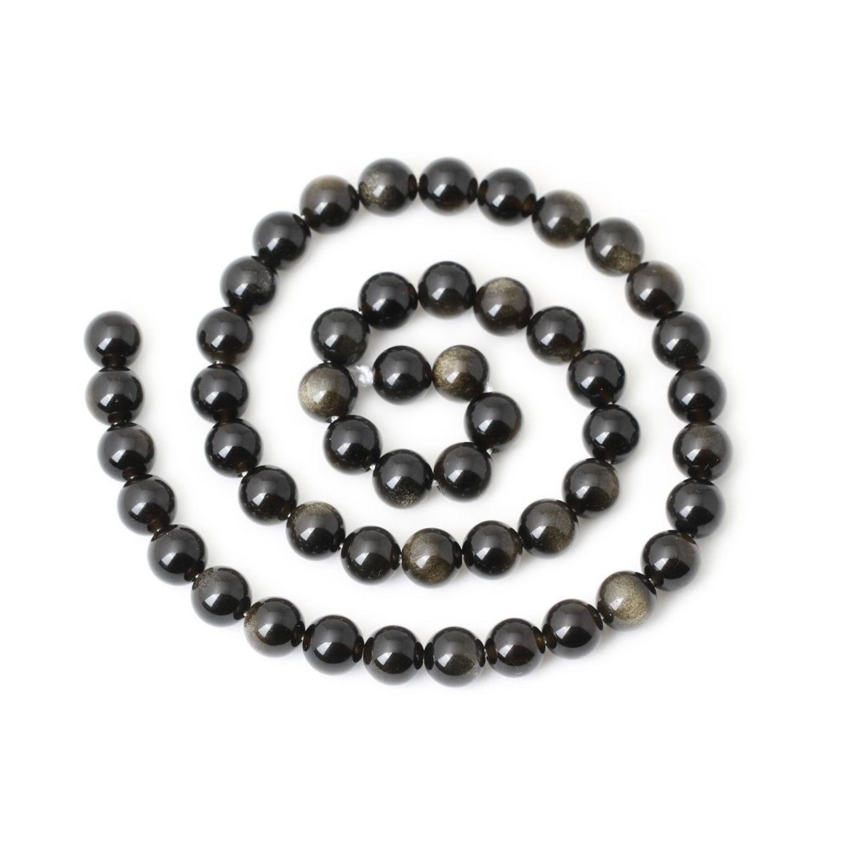 CHEAVIAN 45PCS 8mm Natural Golden Obsidian Gemstone Round Loose Beads Crystal Energy Stone Healing Power for Jewelry Making 1 Strand 15" Gold Obsidian