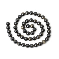 CHEAVIAN 45PCS 8mm Natural Golden Obsidian Gemstone Round Loose Beads Crystal Energy Stone Healing Power for Jewelry Making 1 Strand 15