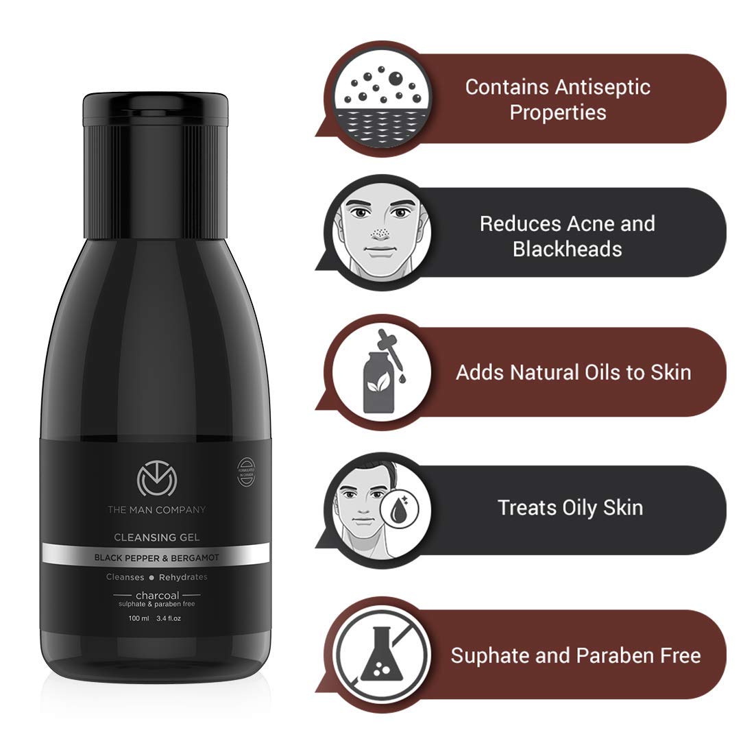 The Man Company Charcoal Kit Set Of 6 - Body Wash, Shampoo, Face Scrub, Face Wash, Cleansing Gel, Soap | Best Gift for Men | Combo Set for Husband, Boyfriend