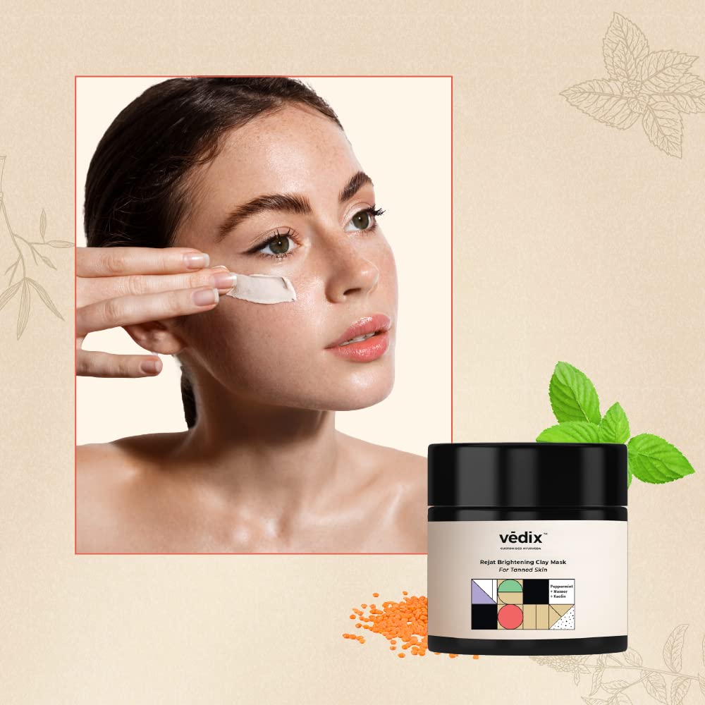 Vedix Customized Face Pack - Rejat Brightening Clay Mask For Tanned Skin With Masoor + Peppermint + Kaolin