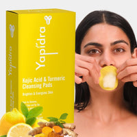 Yapidra Turmeric & Kojic Acid Cleansing Pads | With 15% Vitamin C, 5% Niacinamide & Hyaluronic Acid | Gently Exfoliates & Brightens | Helps Reduce Tan, Dark Spots & Pigmentation | Non-Irritating & Non-Sticky | 100% Natural Formula | For All Skin Types | D