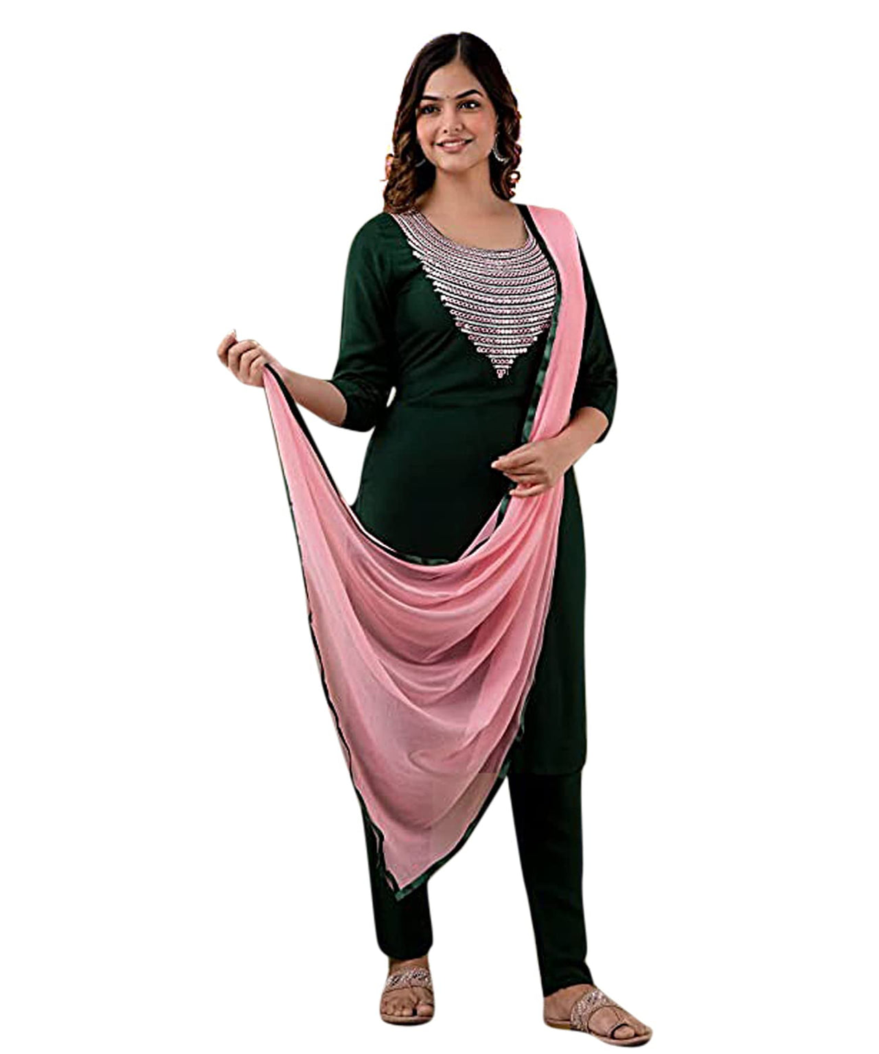 LookMark Womens Cotton Rayon Kurta and Pant Set with Dupatta