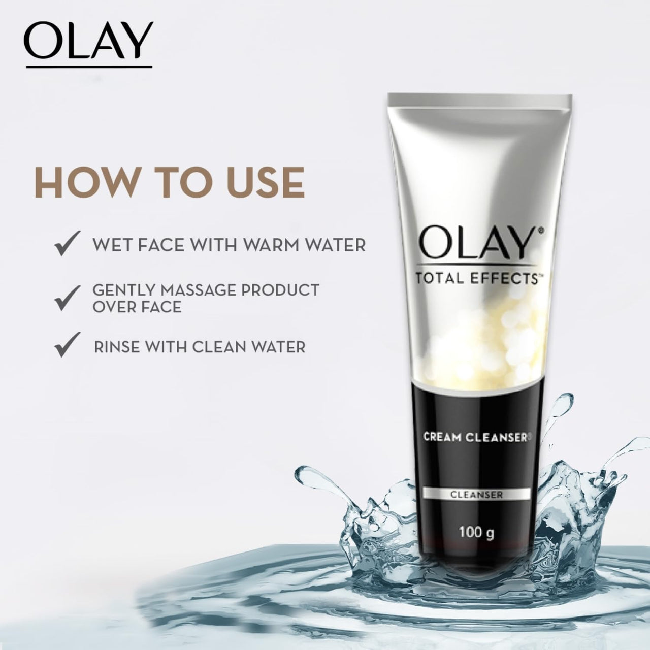 Olay Total Effects Foaming Cleanser | Face Wash | Fights 7 Signs of Ageing | With Niacinamide and Green Tea Extracts | Normal, Oily, Dry, Combination Skin | 100g
