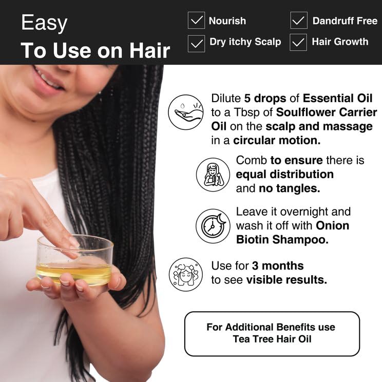 Soulflower Peppermint Essential Oil for Skin & Hair Growth, Hair Fall Control, Scalp |100% Pure & Natural Therapeutic Grade, Undiluted, Ecocert Cosmos Organic Certified, Mentha Piperita |10ml