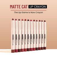 Swiss Beauty Non-Transfer Matte Cat Lip Crayon | Water-Resistant | Long-Lasting 8 Hours Stay | Retractable Lip Crayon | Shade - Flattering Peach, 1.5g |