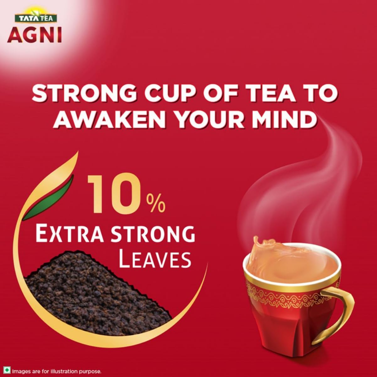TATA TEA AGNI , Strong Chai With 10% Extra Strong Leaves, Black Tea,500 Gram
